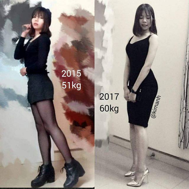 Hình ảnh Kim Anh trước khi tập luyện và năm 2017