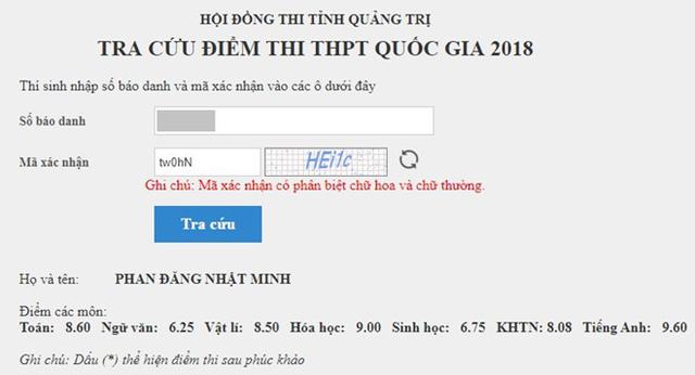 Điểm thi THPT quốc gia của Phan Đăng Nhật Minh