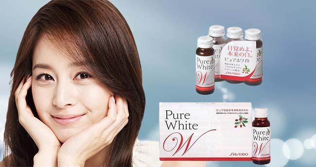 Nước uống trắng da pure white shiseido Nhật Bản hộp 10 lọ
