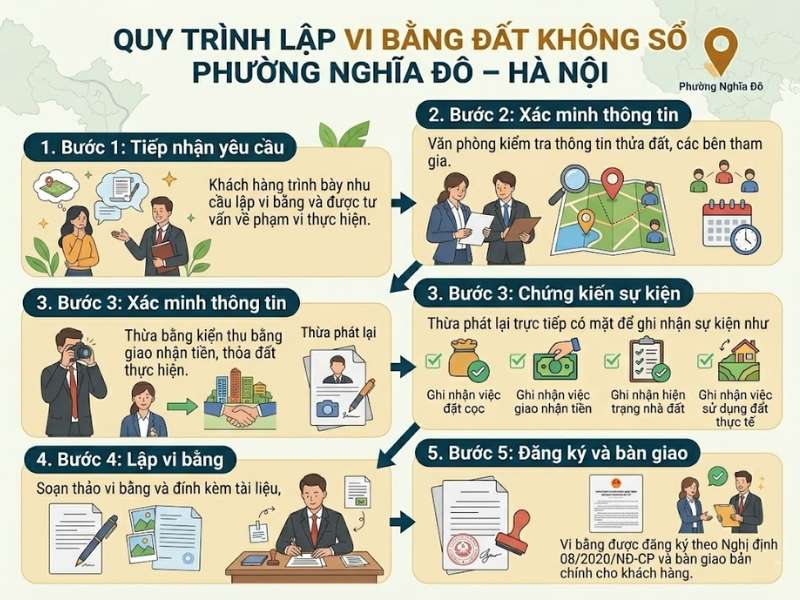 Quy trình lập vi bằng đất không sổ phường Nghĩa Đô, Hà Nội như thế nào?